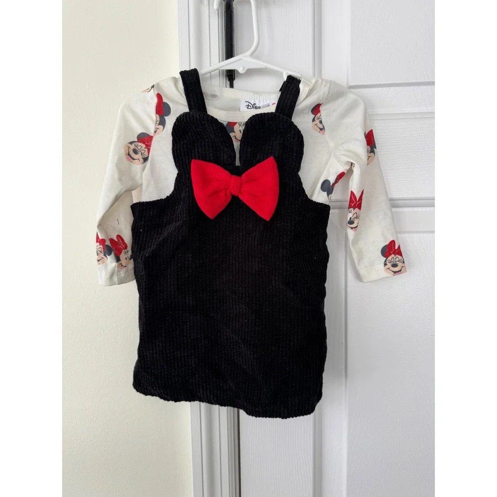 Disney PatPat Baby Girls Minnie Mouse Corduroy Jumper Dress and Top Set 6-9M NEW